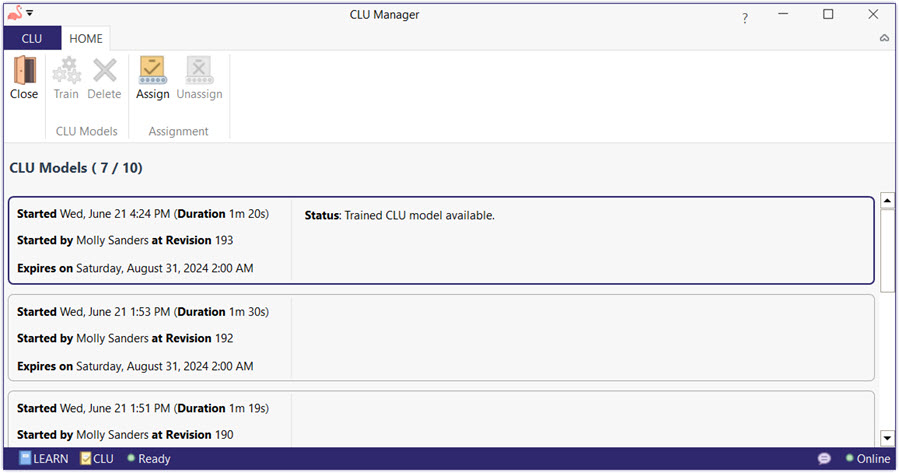 Trained CLU model available