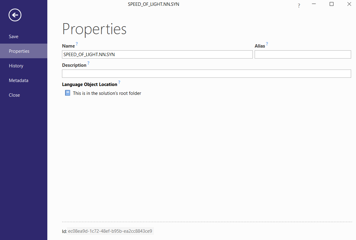 Language Object window