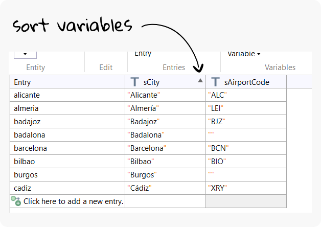 Sort entries desktop