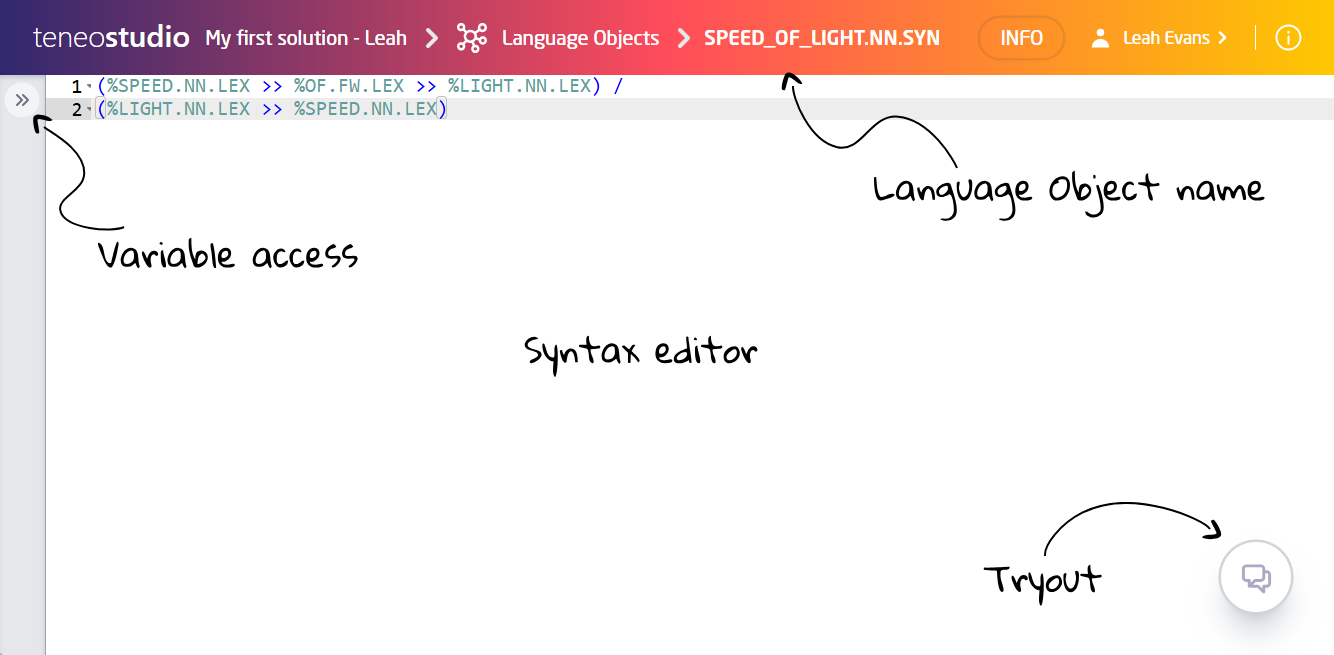 Language Object window